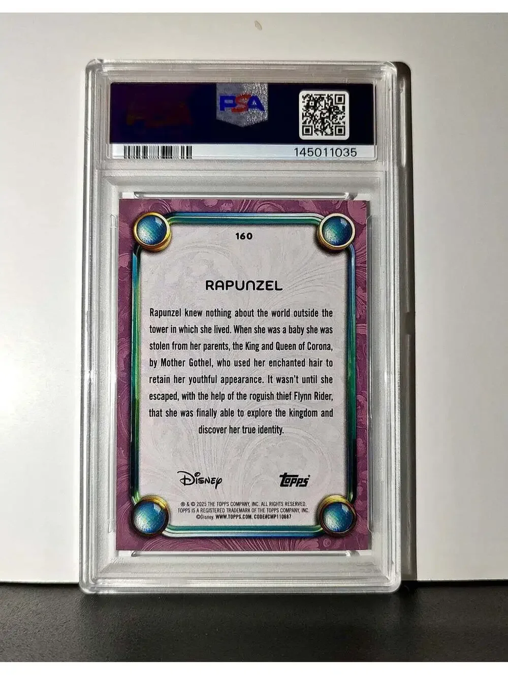 Rapunzel 2025 Topps Disney Cartoon Princess #160 Card Tangled PSA 8